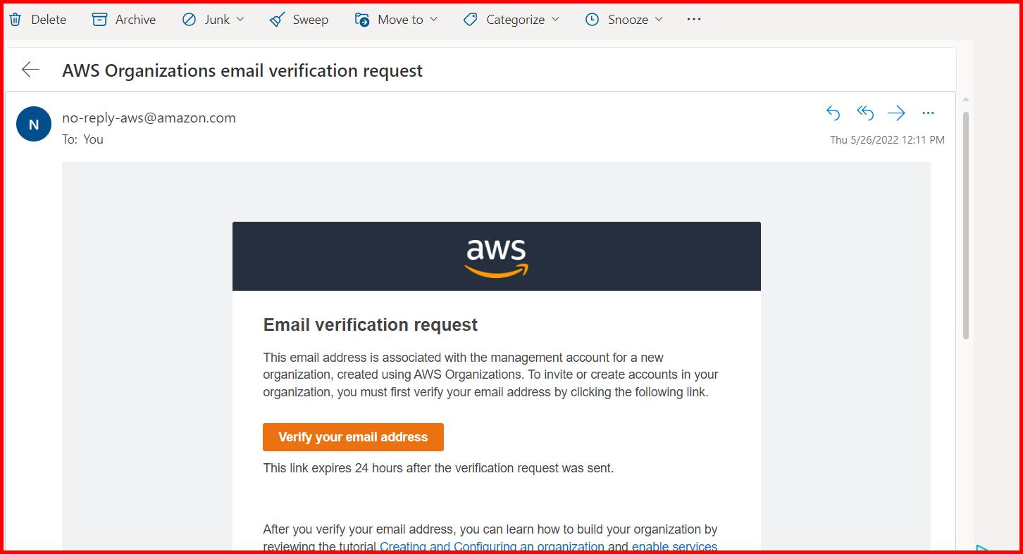 Picture showing the email to validate the account